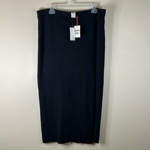 NWT Open Edit Nordstrom Knit Black Maxi Skirt with Buttons & Slit XL